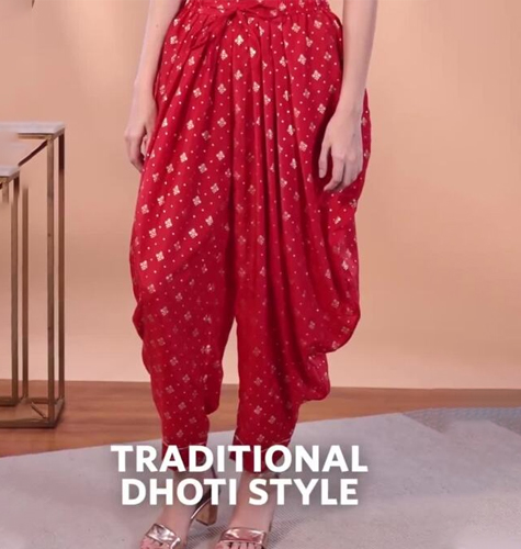 Women Red Ethnic Motifs Printed Kurta with Salwar